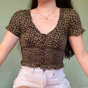 NWT Urban Outfitters Button Down Smocked Top